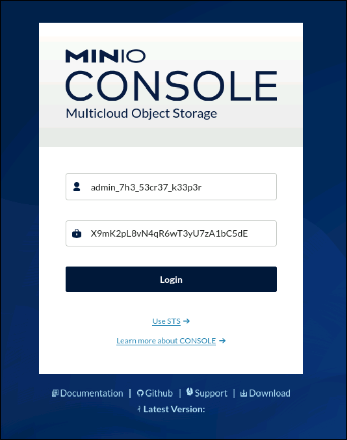 MinIO Console Login
